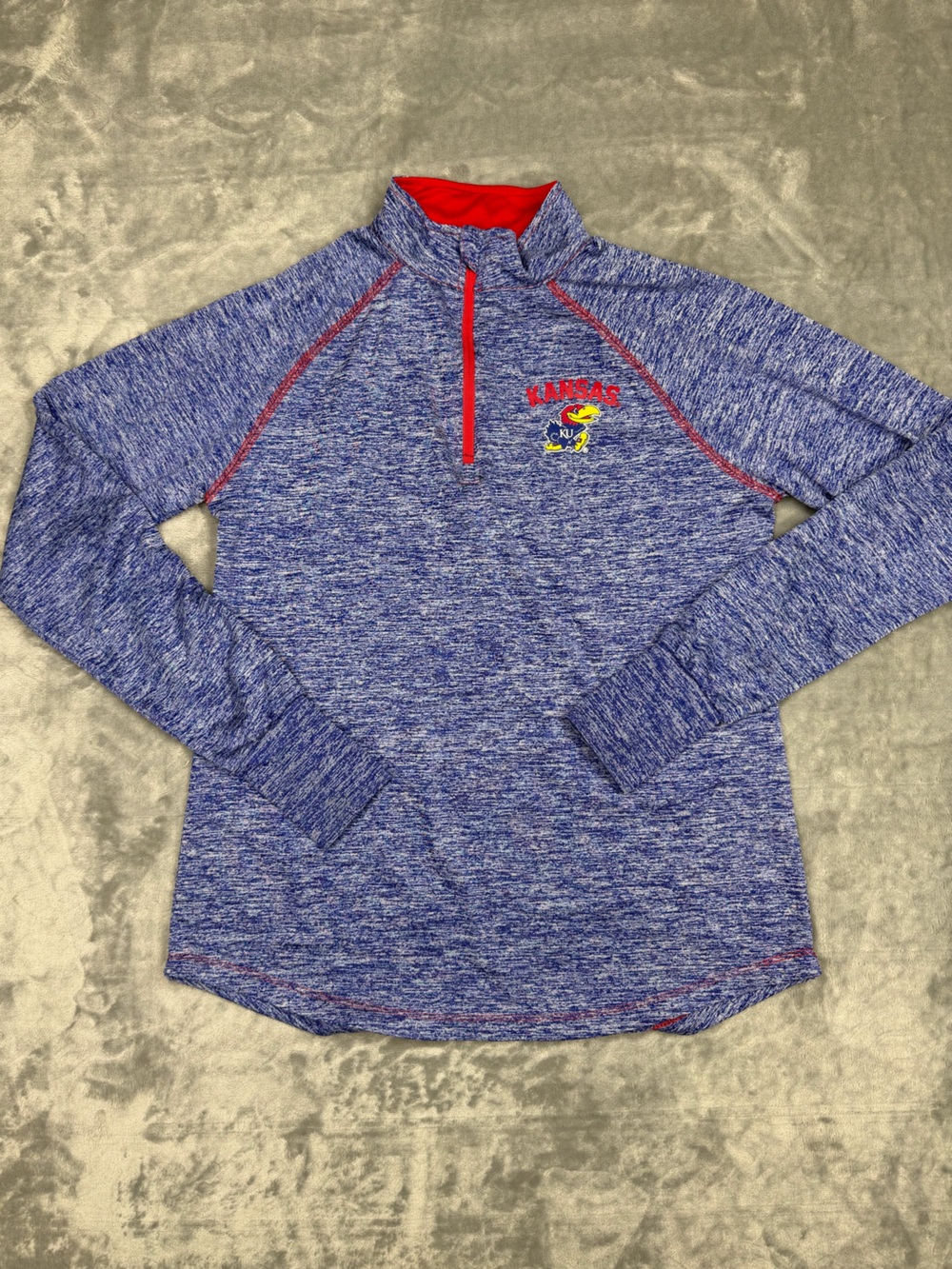 Kansas Jayhawks Blue Heather Quarter Zip Pullover